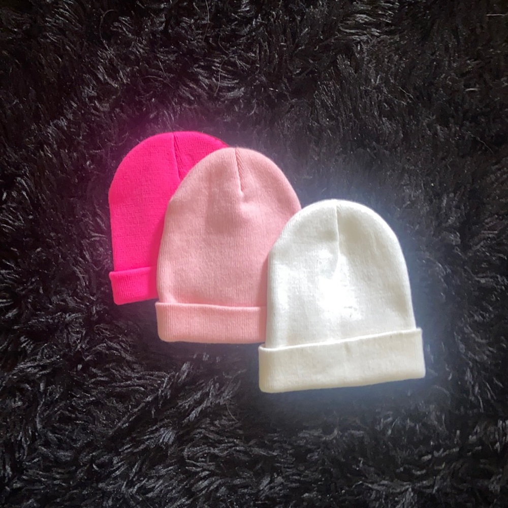 3 SET OF BEANIES | WHITE, LIGHT PINK, HOT PINK